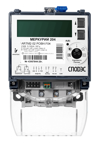 Однофазный счетчик электроэнергии Меркурий 204 ARTM — фото 1